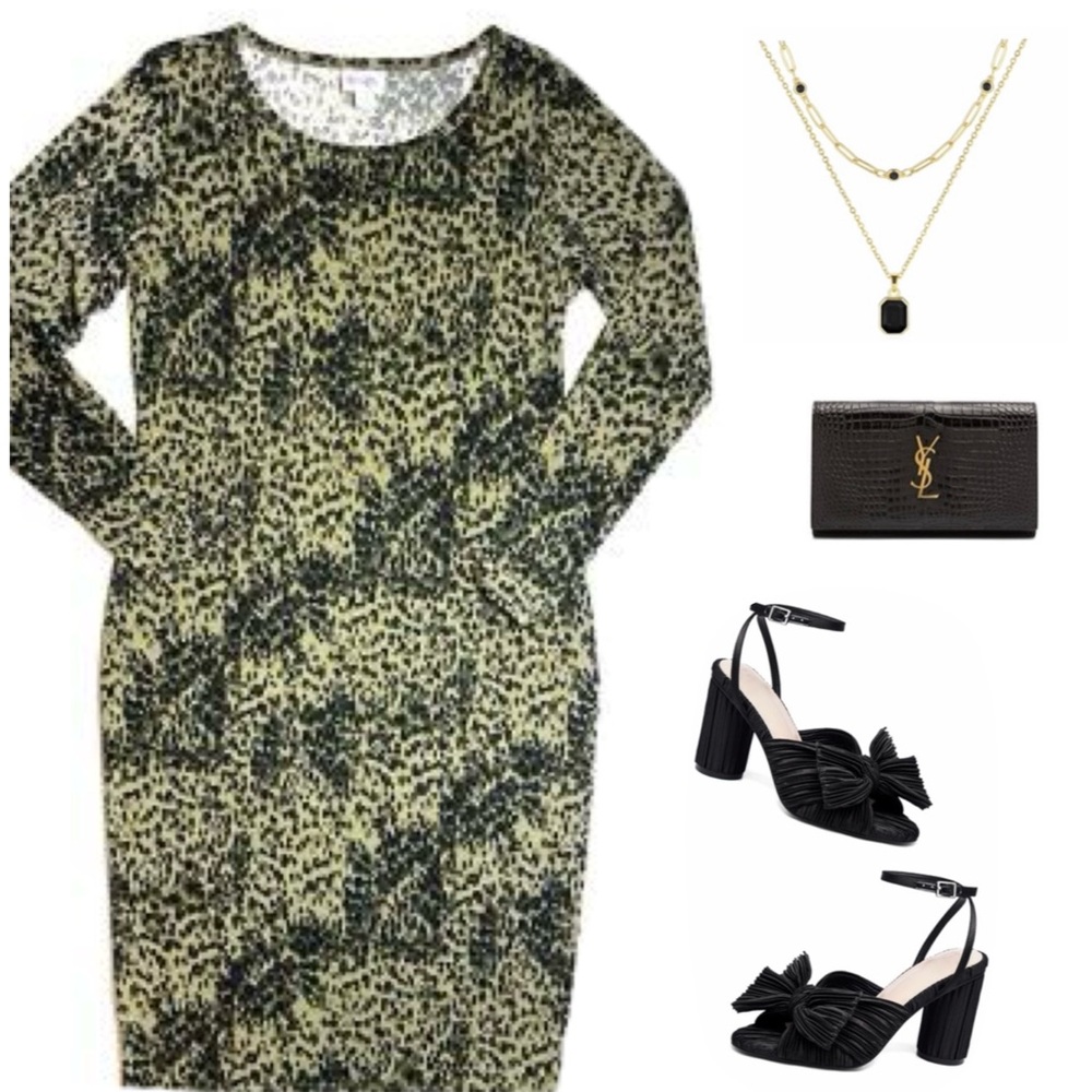 LuLaRoe Leopard Print Long Sleeve Debbie Dress Ladies M NEW!